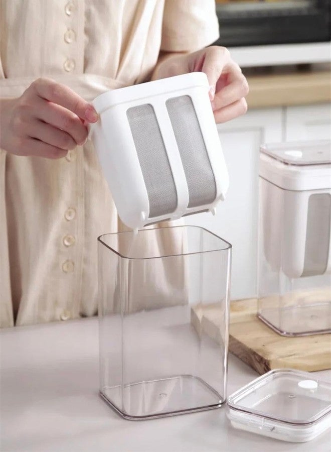 SYSVENT The Future SYSVENT صانعة الزبادي اليوناني المستقبلية، مصفاة لخثارة اللبن، سعة 1100 مل، متعددة الاستخدامات، مع كيس شبكي دقيق وغطاء قابل لإعادة الاستخدام، أداة فصل مصل اللبن للمطبخ، مناسبة للزبادي والعصير والشاي وحليب المكسرات والجبن - Image 2